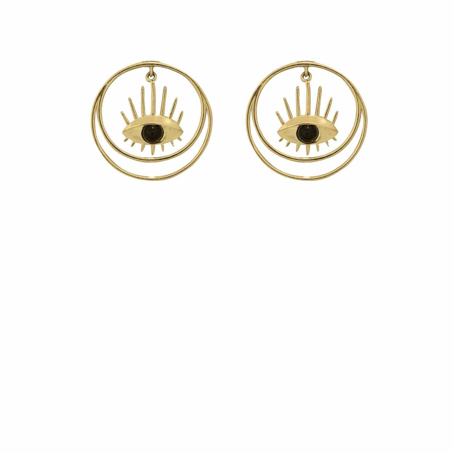 EVELYNE-M THIRD EYE | Flow Black Onyx - Stud Earring - Gold