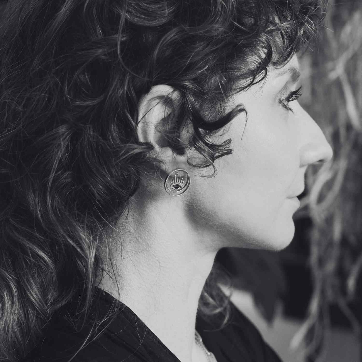 EVELYNE-M THIRD EYE | Flow Black Onyx - Stud Earring - Silver