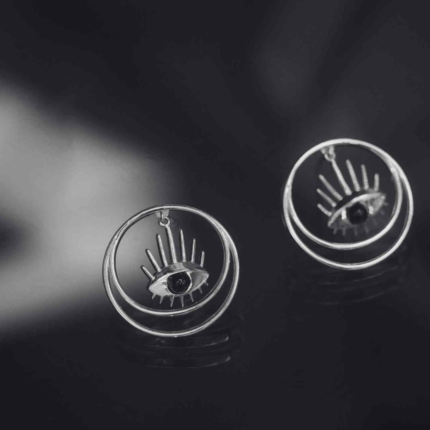 EVELYNE-M THIRD EYE | Flow Black Onyx - Stud Earring - Silver