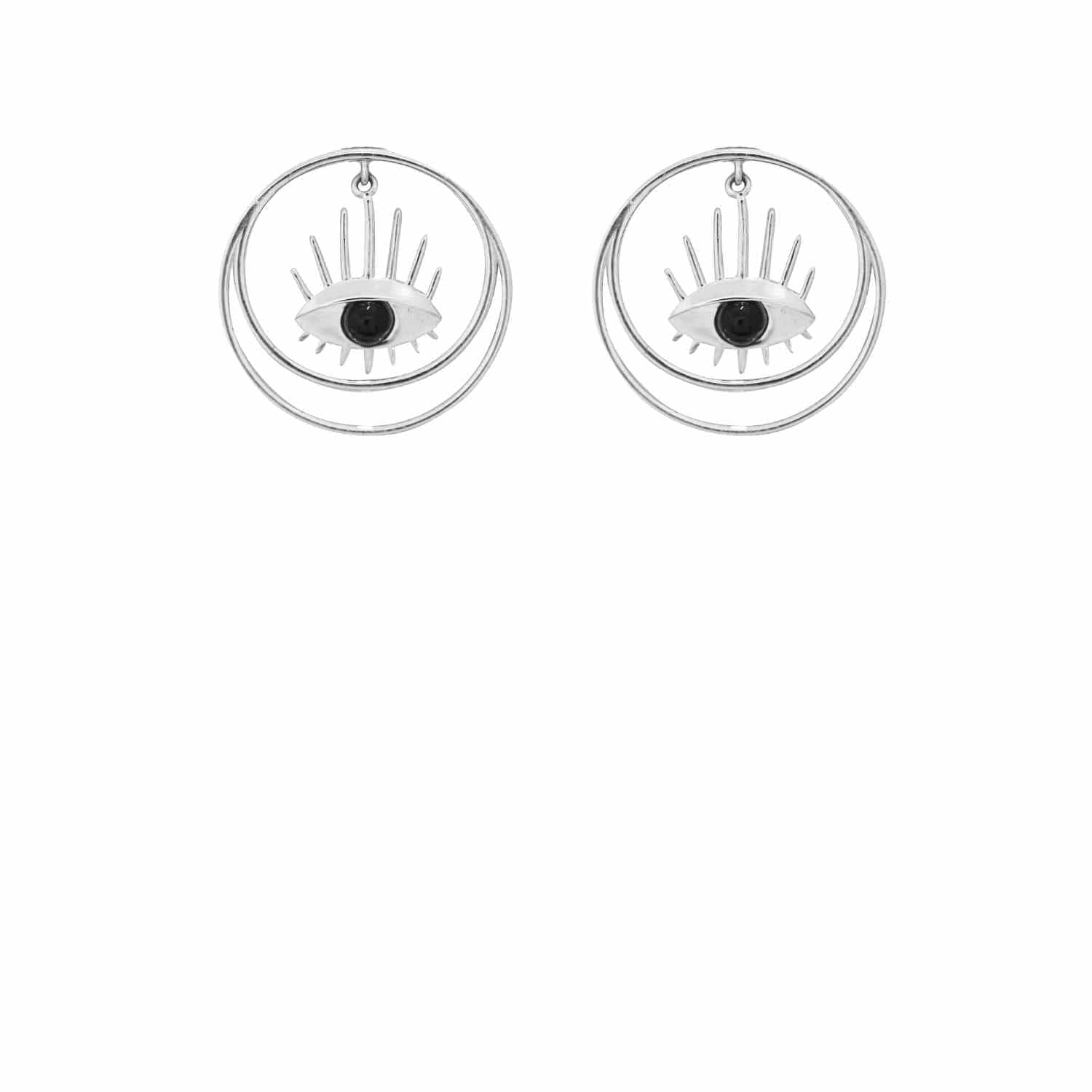 EVELYNE-M THIRD EYE | Flow Black Onyx - Stud Earring - Silver