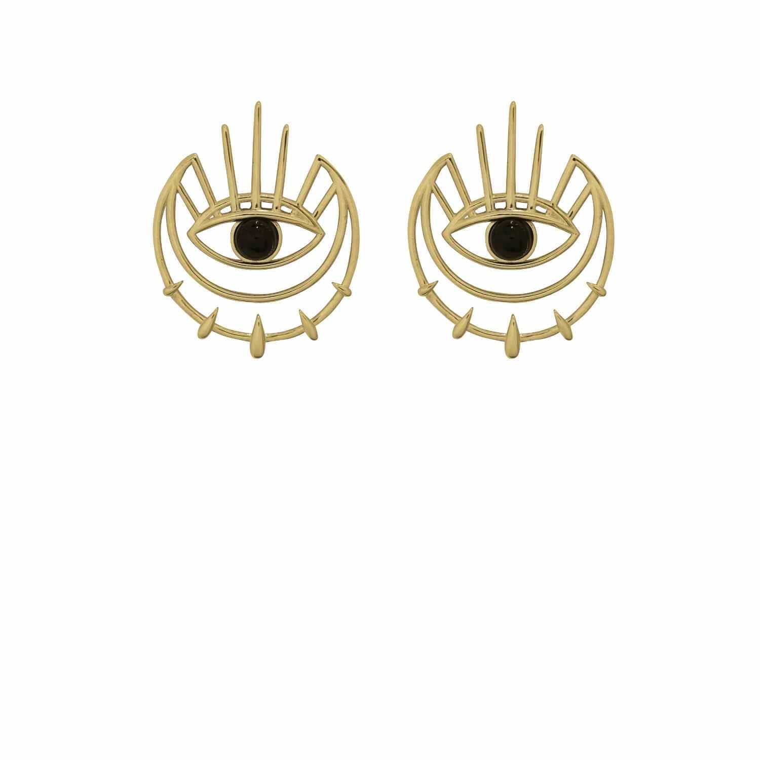 EVELYNE-M THIRD EYE | Grow Black Onyx - Stud Earring - Gold