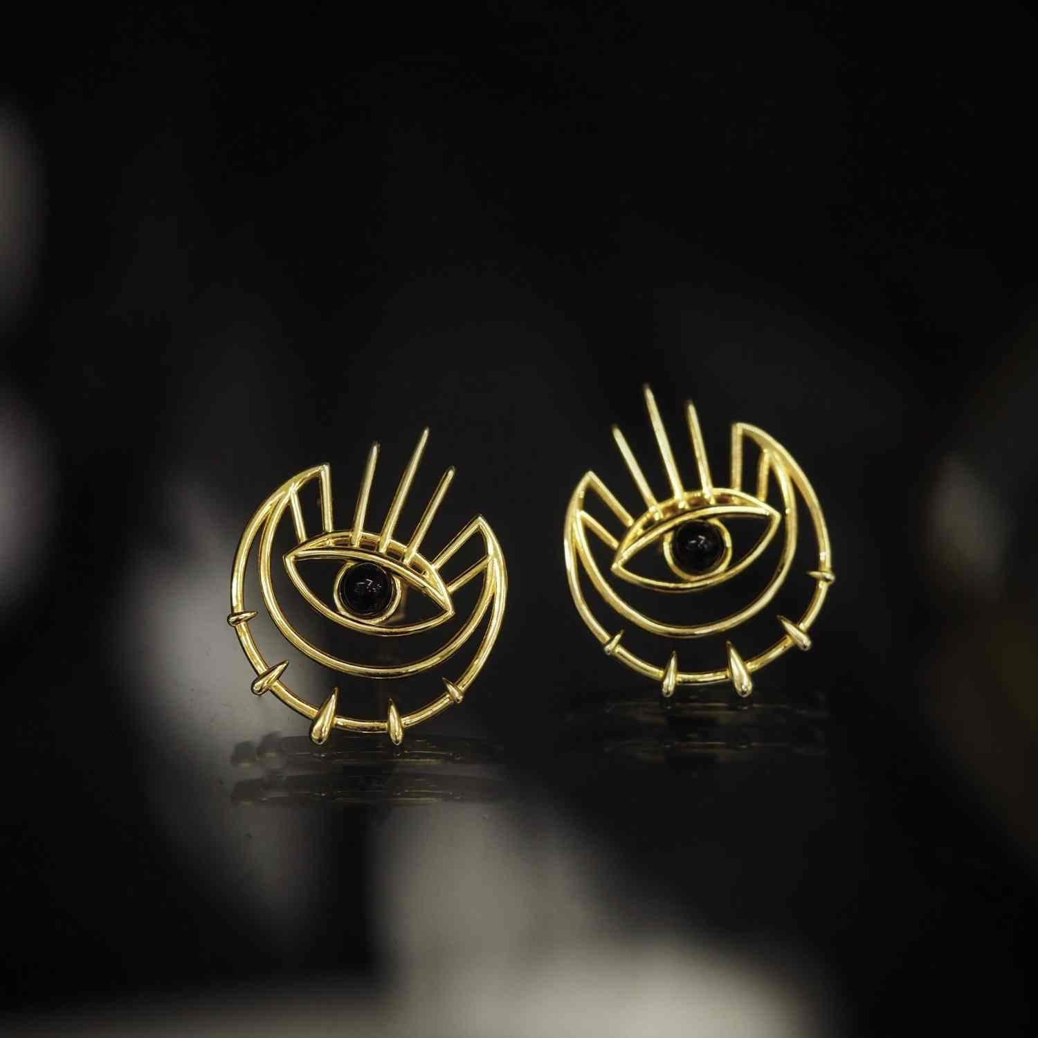 EVELYNE-M THIRD EYE | Grow Black Onyx - Stud Earring - Gold