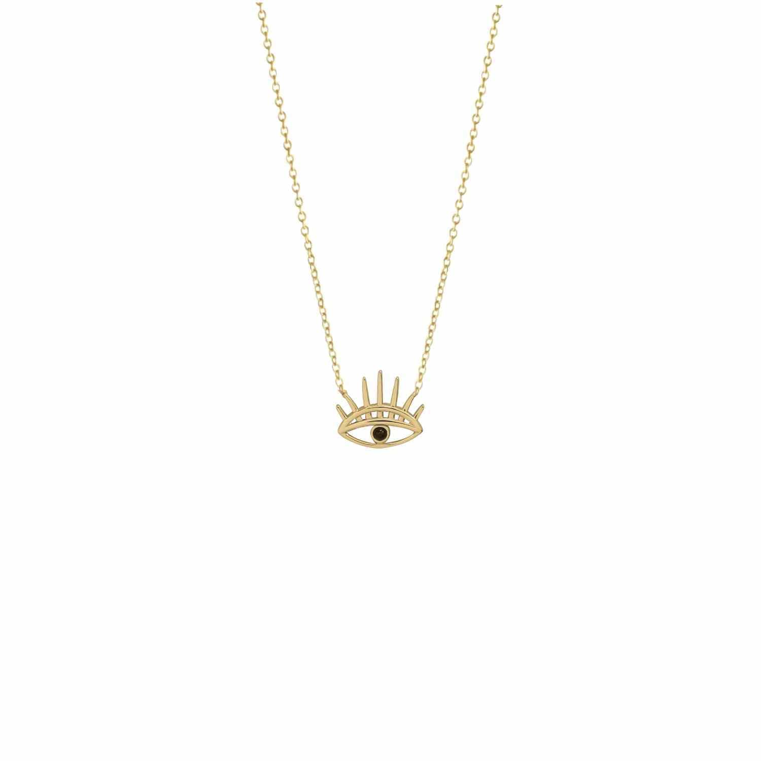 EVELYNE-M 45-50cm THIRD EYE | Small Black Onyx - Necklace - Gold