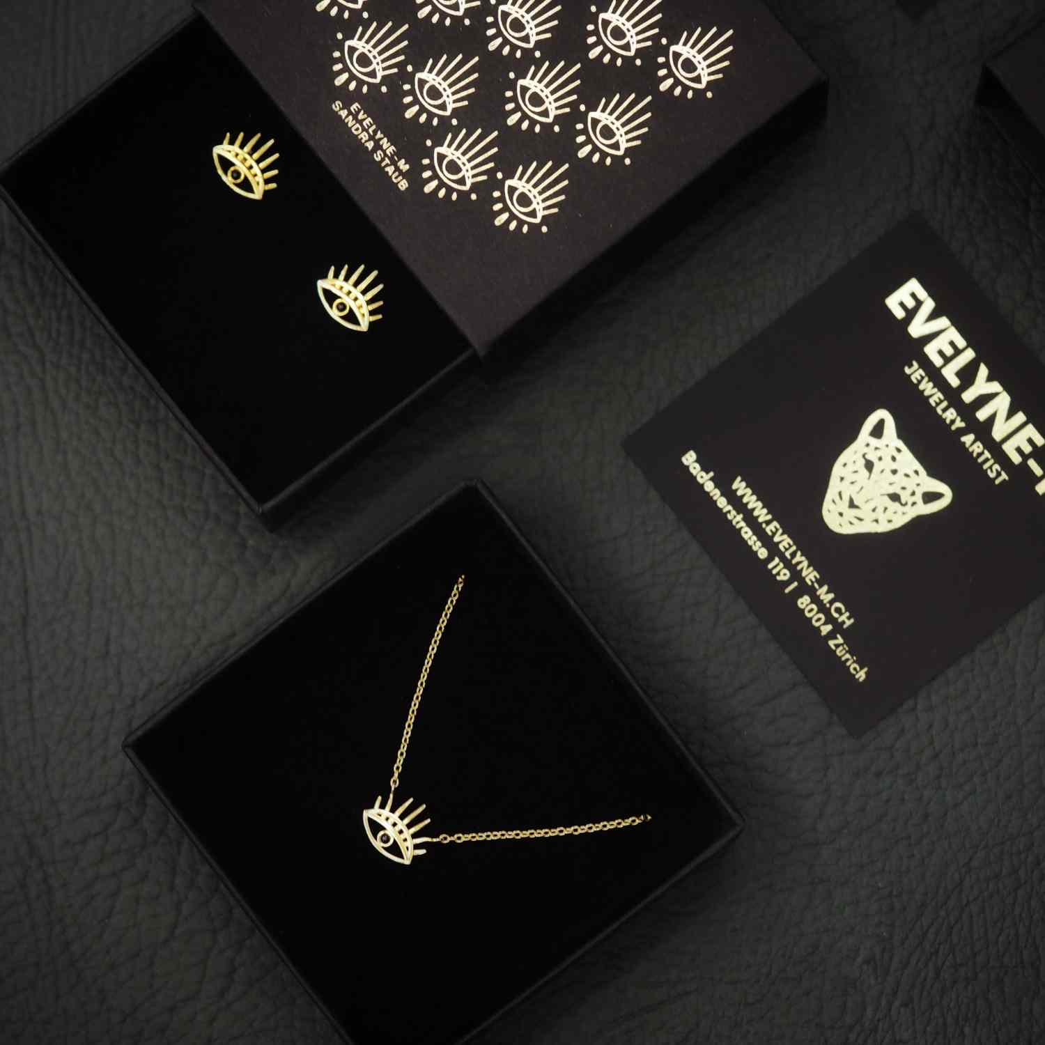 EVELYNE-M 45-50cm THIRD EYE | Small Black Onyx - Necklace - Gold