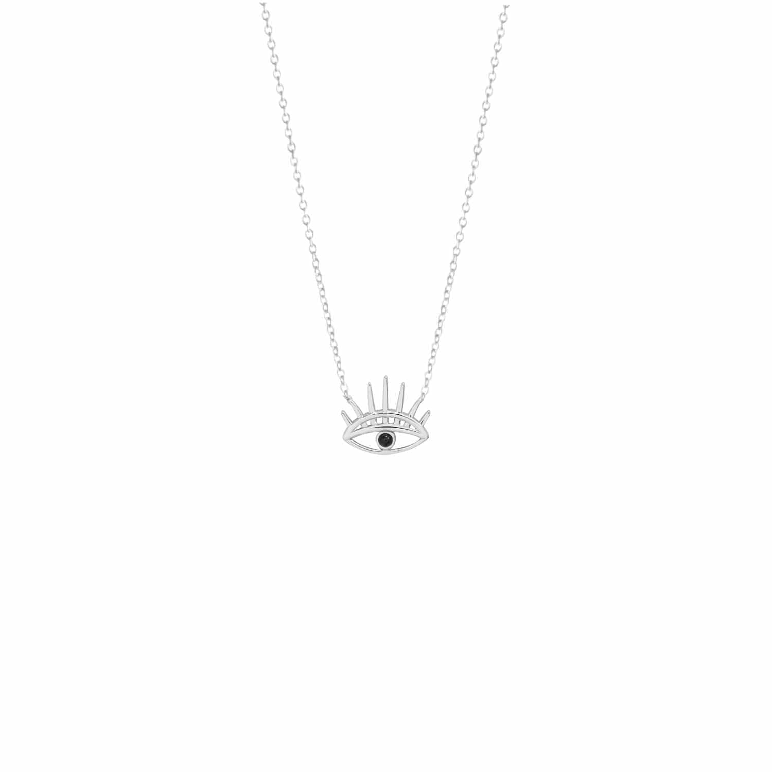 EVELYNE-M 45-50cm THIRD EYE | Small Black Onyx - Necklace - Silver