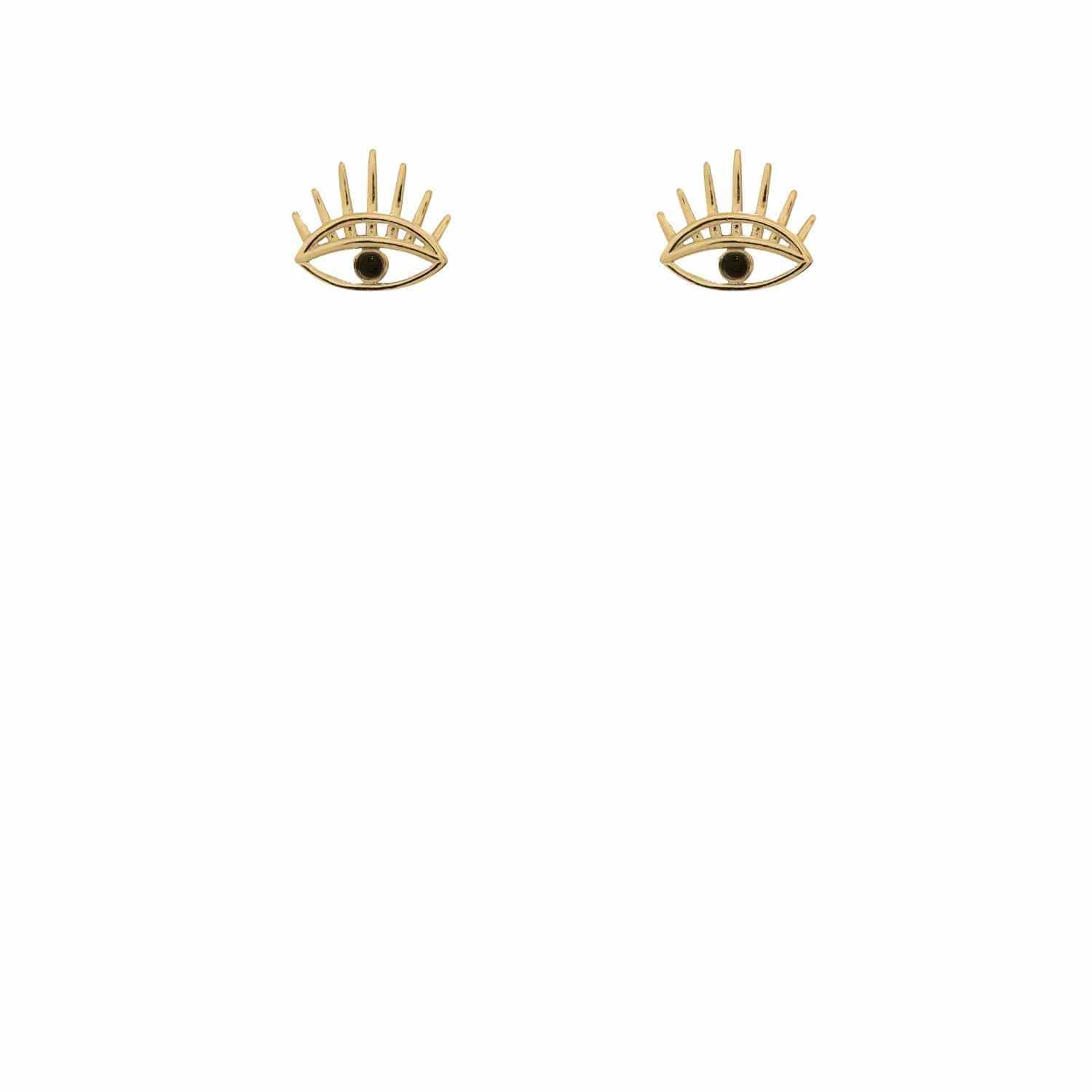 EVELYNE-M THIRD EYE | Small Black Onyx - Stud Earring - Gold