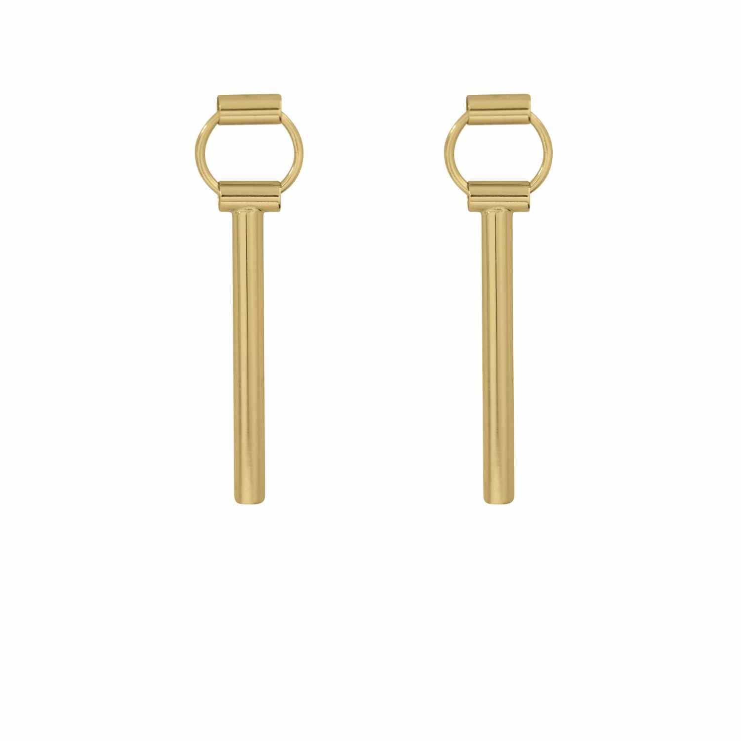 EVELYNE-M TUBE-DECO | Moving - Stud Earring - Gold